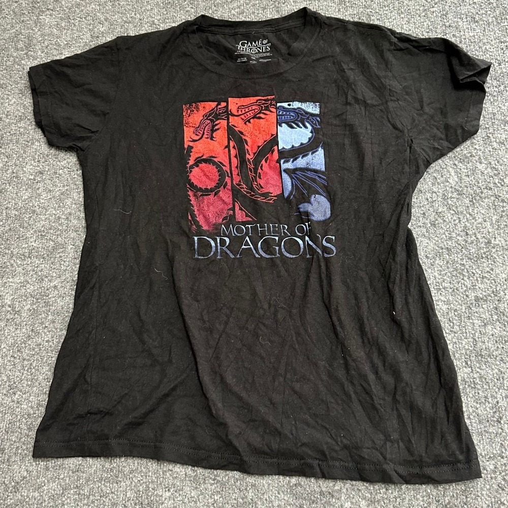 Game of Thrones T-Shirt Womens 2XL Black Mother of Dragons Graphic Tee Cotton